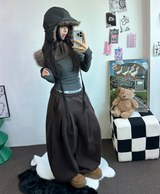 M,XL🤎2SIZE🤎 DOUBLE PINTUCK WIDE LONG BALLOON PANTS ❤🤎🖤🩶4COLOR