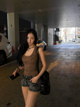 Y2K Leopard Slim Top