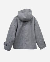 Carbon Wool Hooded Half Coat