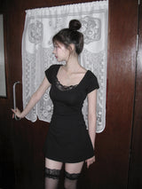 [MADE] Viola Lace Shirred Mini Dress