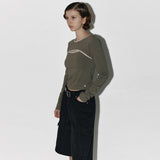Cutout crop tee Khaki