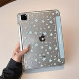 ブルー チェック スター ポイント デタッチャブル スマート iPad ケース
