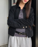 [MADE] Bather Eyelet Seam Detail Collar Washed Cotton Jacket