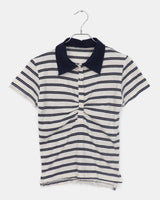 Deme ストライプ シャーリング PKカラー 半袖Tシャツ