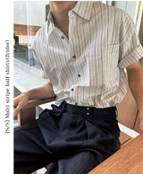 [S/S] Multi stripe half shirts(2color)