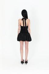 BLACK FLOWER BALLOON SKIRT