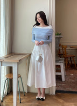 Eki Banding Shirring Flare Long Skirt