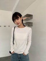 26SS★ [BAONHAUS] Benir Round Ribbed Long Sleeve Tee