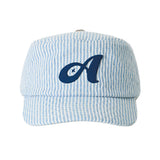 Argyle Stripe Denim Pillbox Cap (Blue Denim)
