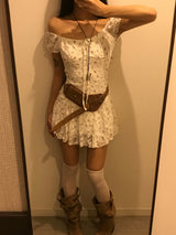 サンデー ガーデン フラワー スクエア シャーリング ミニ ドレス