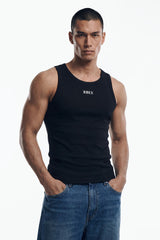 Essential Ribbed Body Fit Tank Black