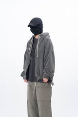 Olide Pigment Dyed Embroidery Hooded Zip-Up