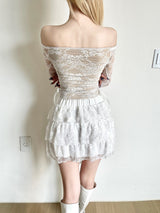 1231. Swan lace off corset mini sk 2pc