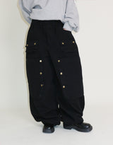 Kuro banding snap pocket wide fit washed pants
