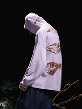 RELABEL 24AW Butterfly-Feathered Grey and Purple Maskable Turtleneck Zip Wool Sweater