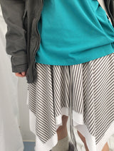 stripe ribbonline wave skirt