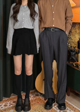 Three-Tuck Back Banding Slacks  3COLOR