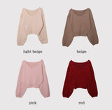 2WAY Off Shoulder Deep V-neck Knit (8color)