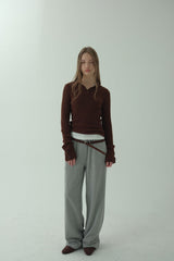 SAILOR RIBBED KNIT PULLOVER_BROWN