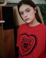 HEART PRINT T-SHIRT [RED]