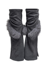 CURVED FUR LEG WARMERS . GRAY