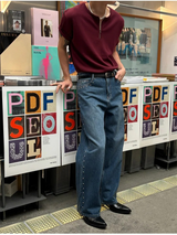 [S/S] ジッパーヘンリー ネック ハーフ ニット(4color)