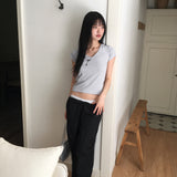 ザへストライプキャップスリーブショートスリーブフードＴ