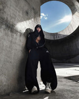 ZIP-UP BLACK HOODIE