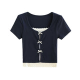 Lina Ribbon Layered Crop Top