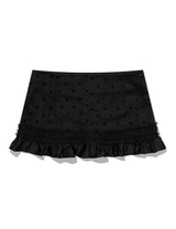MESH STAR RUFFLE MINI SKIRT(BLACK)
