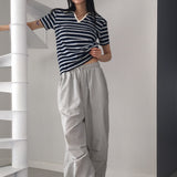 Mophol ウェスタンストライプPKカラー半袖Tシャツ