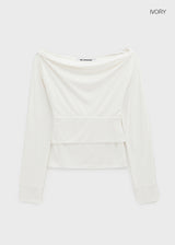 [MADE] Shailet SET - Halter Hood Sleeveless Top, Boat Neck Long Sleeve T-Shirt