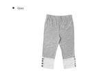 Benz Color Matching Button Capri Three Quarter Leggings Pants