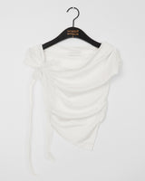 ルティリボンメッシュドレスシャーリングオフショルダーTシャツ