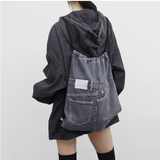 LINE denim string backpack