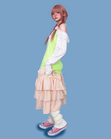 cream check kangkang long skirt (4color)