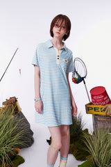 STRIPE TERRY DRESS  [SKY]