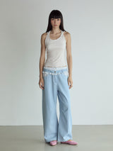 Frill Block Pants_Light Blue
