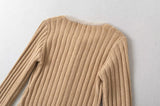 Fur Detail Bold Ribbed Long Sleeve Cardigan