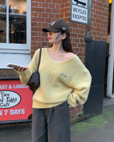 [ORIGINAL] Furry Loose-Fit V-Neck Knit