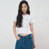 NICOLE ROSE PRINTING CROP TOP_WHITE SILVER