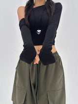 [WARMER SET] HIP WARMER CUTE & SEXY CROPPED-FIT TEE - 2 COLOR