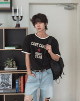 ロクドン スター レタリング リンガー Tシャツ