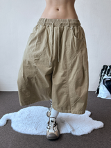 Charles Rivet Cotton Curved Balloon Bermuda Shorts 4color