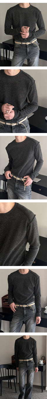 [MUSCLE FIT] Shoulder cutting knit sleeves(3color)