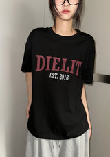 デビル レタリング タトゥー グラフィック オーバーサイズ Tシャツ 3カラー