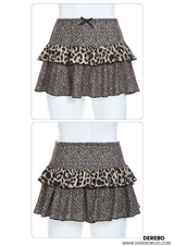 Leopard sweet frill skirt