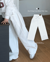 Fine X Strap Two-way Button Wide Long Pants