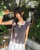 アチェドットシャーリングリボンパフ半袖Tシャツ