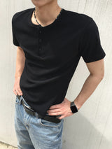 ノエアミュージックヘンリーネックショートスリーブTシャツ3C